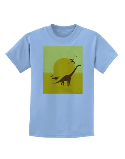 Brontosaurus and Pterodactyl Silhouettes with Sun Childrens T-Shirt by TooLoud-Childrens T-Shirt-TooLoud-Light-Blue-X-Small-Davson Sales