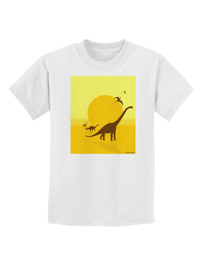 Brontosaurus and Pterodactyl Silhouettes with Sun Childrens T-Shirt by TooLoud-Childrens T-Shirt-TooLoud-White-X-Small-Davson Sales