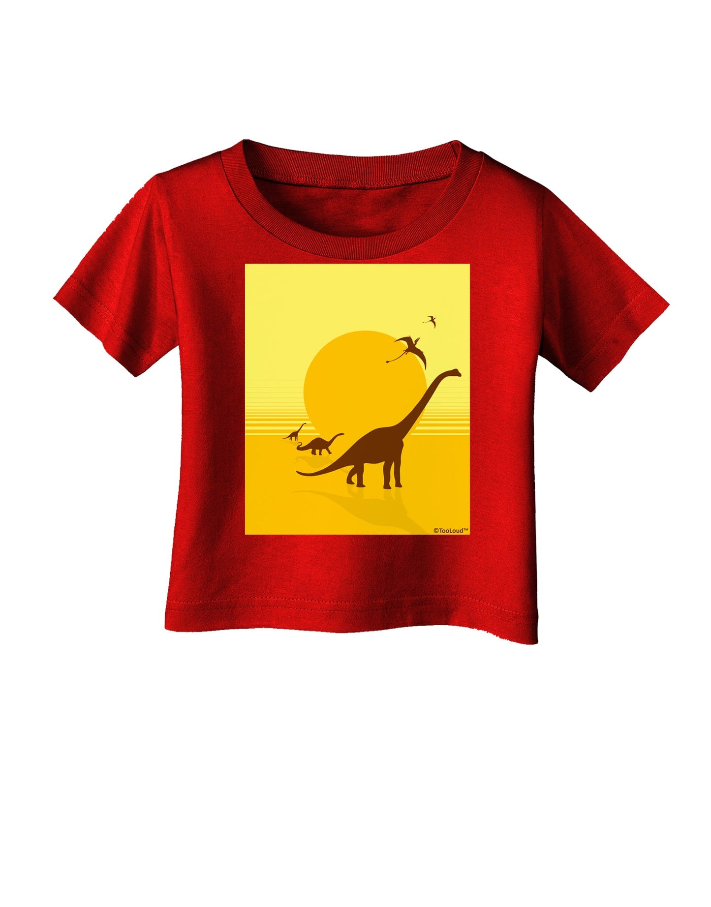 Brontosaurus and Pterodactyl Silhouettes with Sun Infant T-Shirt Dark by TooLoud-Infant T-Shirt-TooLoud-Red-06-Months-Davson Sales