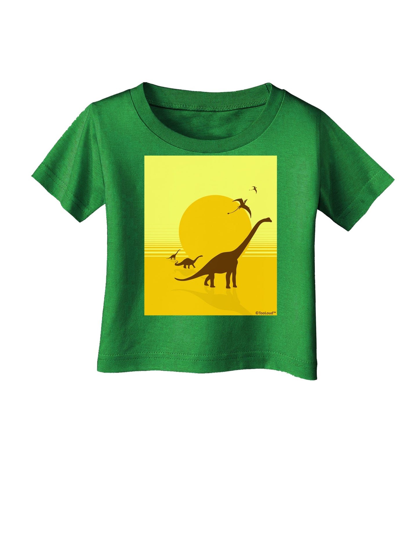 Brontosaurus and Pterodactyl Silhouettes with Sun Infant T-Shirt Dark by TooLoud-Infant T-Shirt-TooLoud-Clover-Green-06-Months-Davson Sales