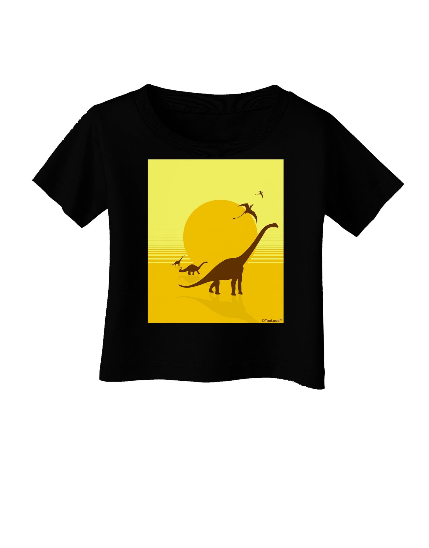 Brontosaurus and Pterodactyl Silhouettes with Sun Infant T-Shirt Dark by TooLoud-Infant T-Shirt-TooLoud-Black-06-Months-Davson Sales