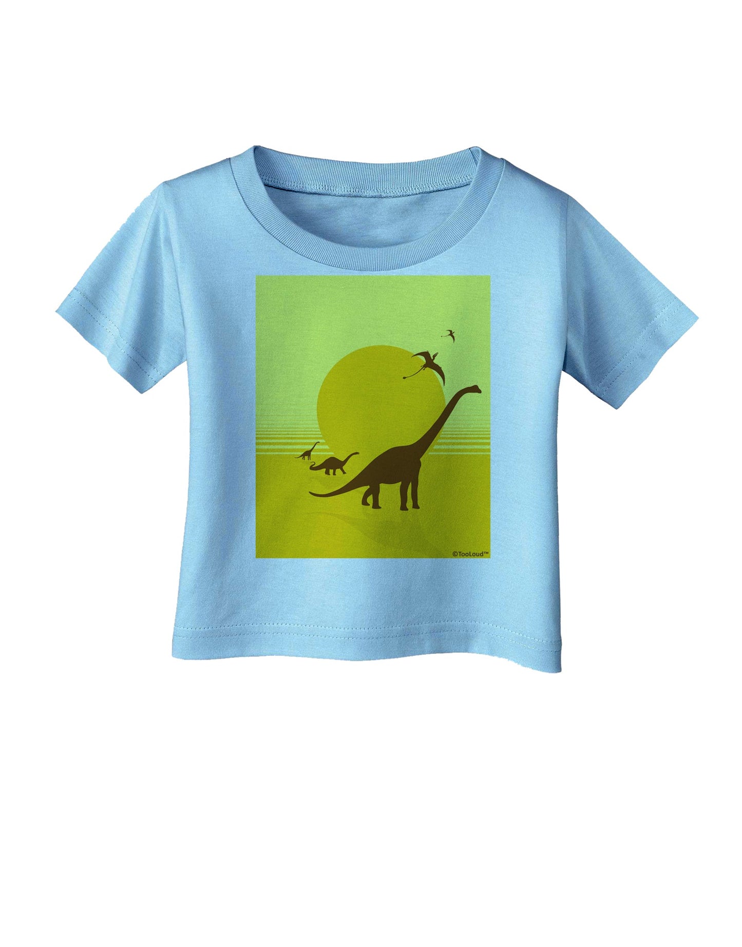 Brontosaurus and Pterodactyl Silhouettes with Sun Infant T-Shirt by TooLoud-Infant T-Shirt-TooLoud-Aquatic-Blue-06-Months-Davson Sales