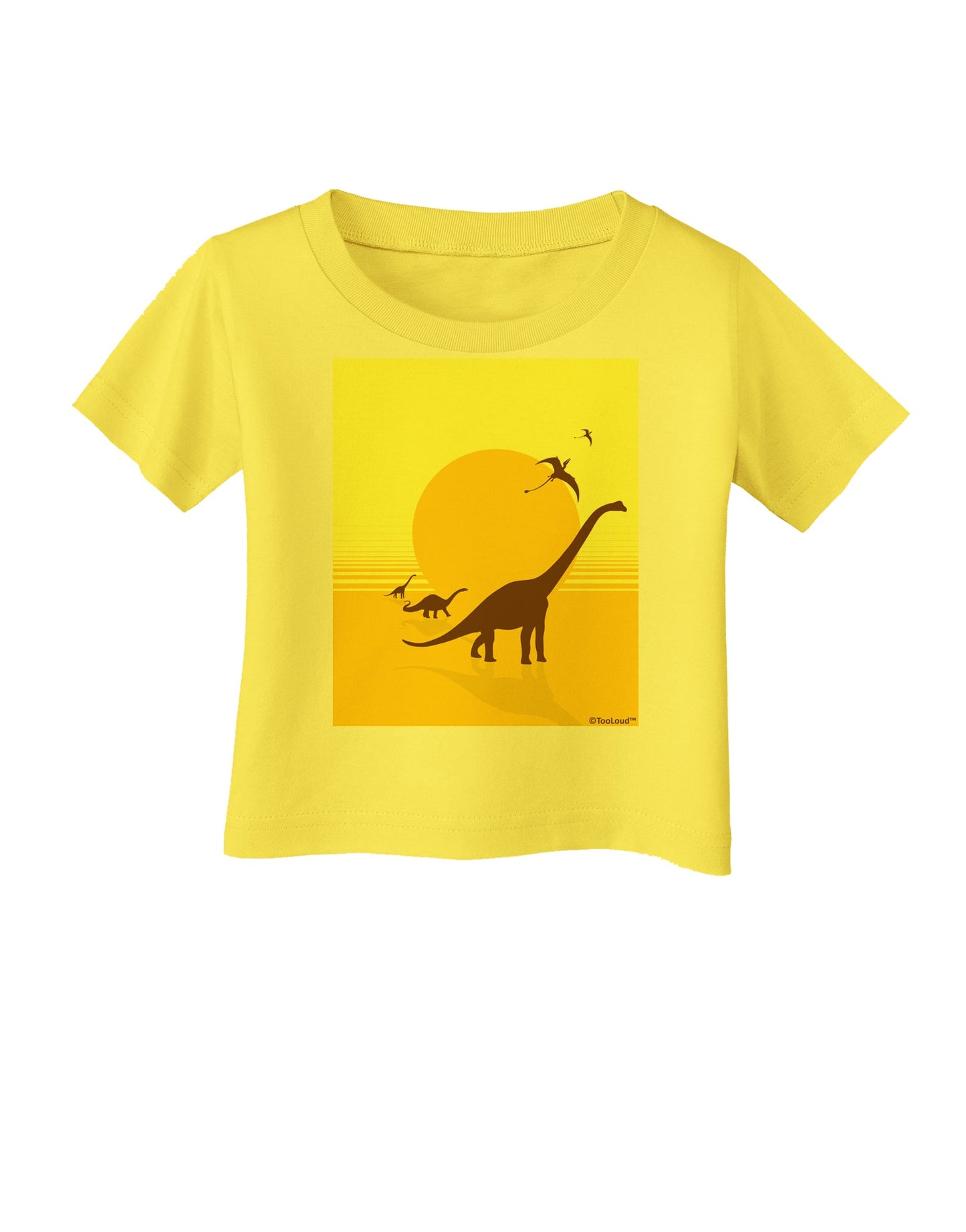 Brontosaurus and Pterodactyl Silhouettes with Sun Infant T-Shirt by TooLoud-Infant T-Shirt-TooLoud-Yellow-06-Months-Davson Sales
