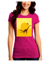 Brontosaurus and Pterodactyl Silhouettes with Sun Juniors Crew Dark T-Shirt by TooLoud-T-Shirts Juniors Tops-TooLoud-Hot-Pink-Juniors Fitted Small-Davson Sales