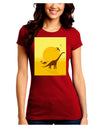 Brontosaurus and Pterodactyl Silhouettes with Sun Juniors Crew Dark T-Shirt by TooLoud-T-Shirts Juniors Tops-TooLoud-Red-Juniors Fitted Small-Davson Sales