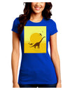 Brontosaurus and Pterodactyl Silhouettes with Sun Juniors Crew Dark T-Shirt by TooLoud-T-Shirts Juniors Tops-TooLoud-Royal-Blue-Juniors Fitted Small-Davson Sales