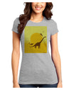 Brontosaurus and Pterodactyl Silhouettes with Sun Juniors T-Shirt by TooLoud-Womens Juniors T-Shirt-TooLoud-Ash-Gray-Juniors Fitted X-Small-Davson Sales