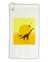 Brontosaurus and Pterodactyl Silhouettes with Sun Micro Terry Gromet Golf Towel 16 x 25 inch by TooLoud-Golf Towel-TooLoud-White-Davson Sales