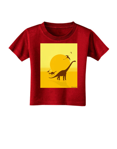 Brontosaurus and Pterodactyl Silhouettes with Sun Toddler T-Shirt Dark by TooLoud-Toddler T-Shirt-TooLoud-Red-2T-Davson Sales