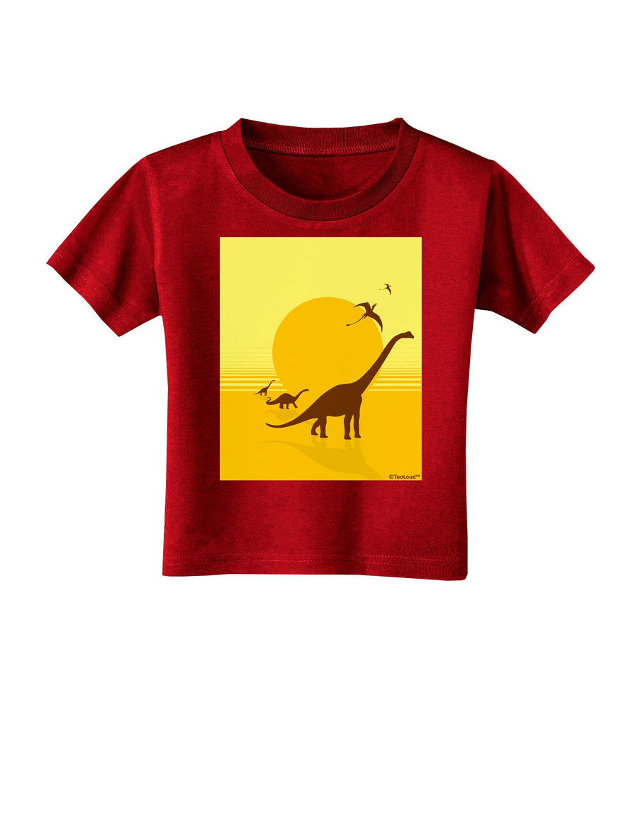 Brontosaurus and Pterodactyl Silhouettes with Sun Toddler T-Shirt Dark by TooLoud-Toddler T-Shirt-TooLoud-Black-2T-Davson Sales