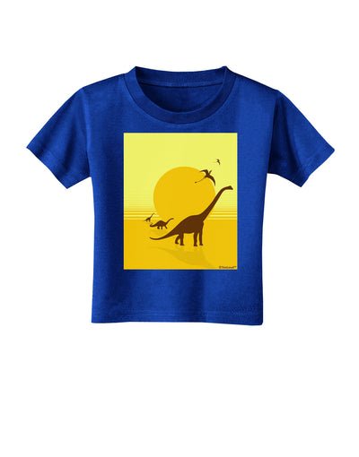 Brontosaurus and Pterodactyl Silhouettes with Sun Toddler T-Shirt Dark by TooLoud-Toddler T-Shirt-TooLoud-Royal-Blue-2T-Davson Sales