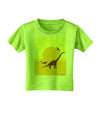 Brontosaurus and Pterodactyl Silhouettes with Sun Toddler T-Shirt by TooLoud-Toddler T-Shirt-TooLoud-Lime-Green-2T-Davson Sales