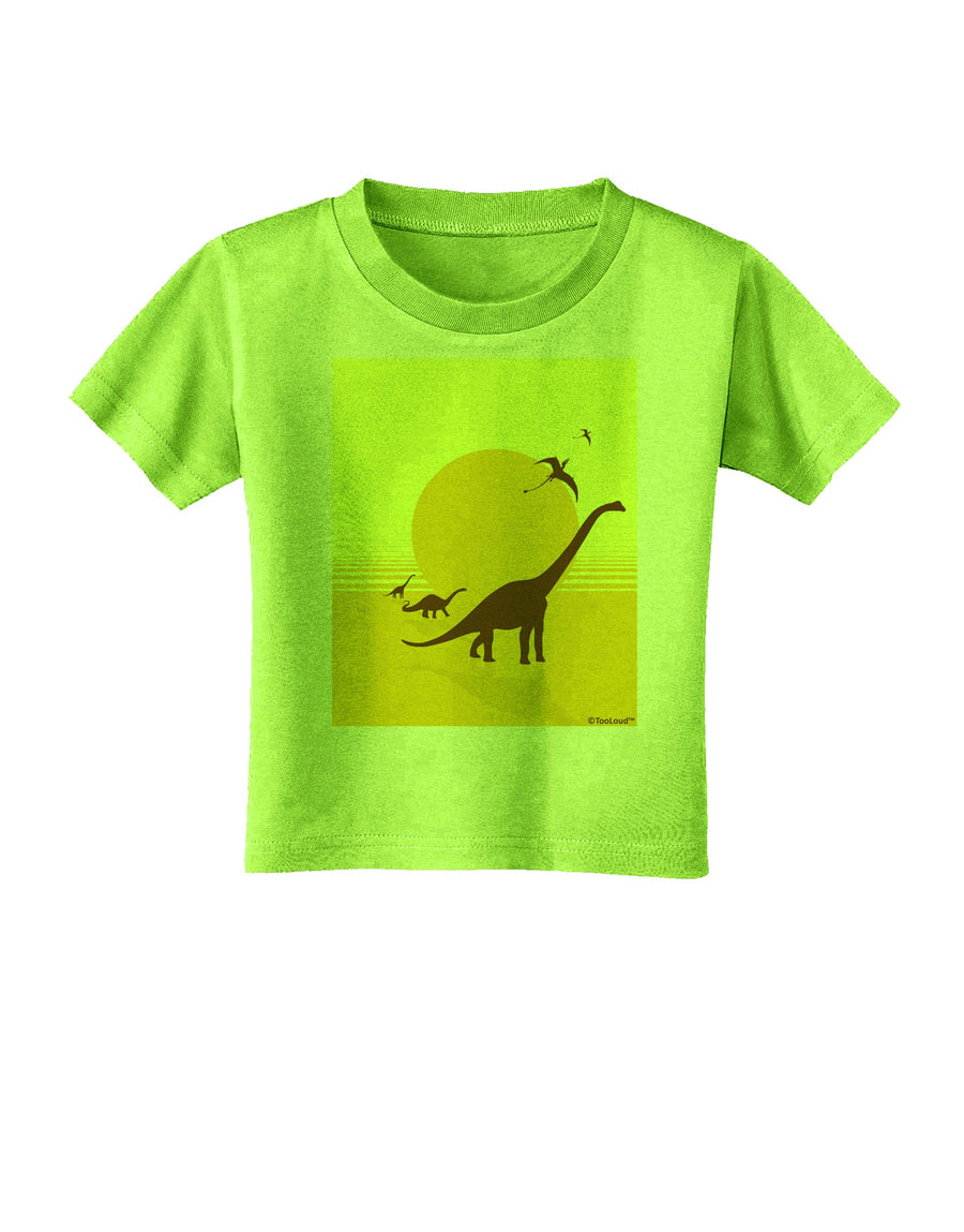 Brontosaurus and Pterodactyl Silhouettes with Sun Toddler T-Shirt by TooLoud-Toddler T-Shirt-TooLoud-White-2T-Davson Sales