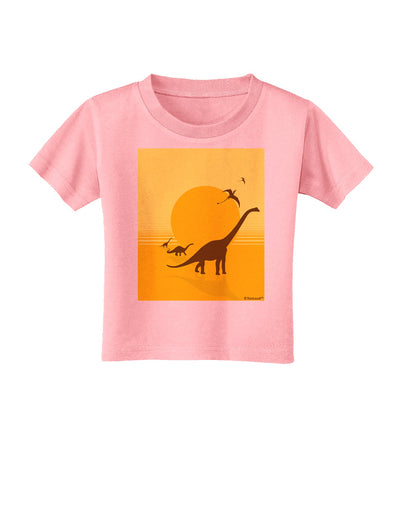 Brontosaurus and Pterodactyl Silhouettes with Sun Toddler T-Shirt by TooLoud-Toddler T-Shirt-TooLoud-Candy-Pink-2T-Davson Sales