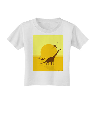 Brontosaurus and Pterodactyl Silhouettes with Sun Toddler T-Shirt by TooLoud-Toddler T-Shirt-TooLoud-White-2T-Davson Sales