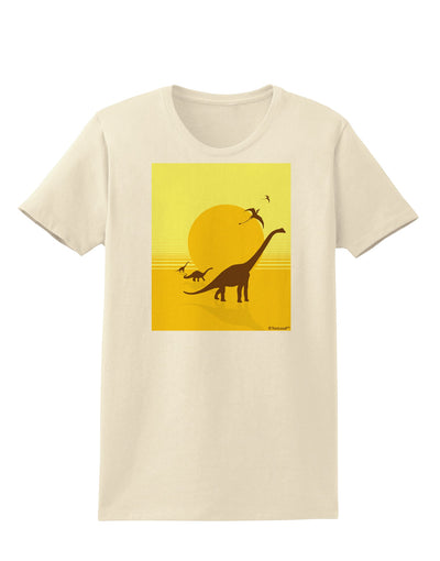 Brontosaurus and Pterodactyl Silhouettes with Sun Womens T-Shirt by TooLoud-Womens T-Shirt-TooLoud-Natural-X-Small-Davson Sales