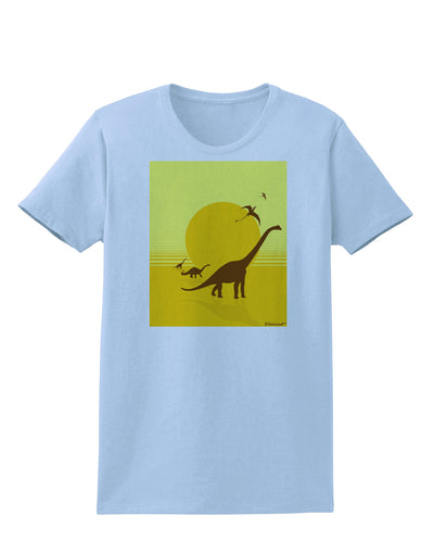 Brontosaurus and Pterodactyl Silhouettes with Sun Womens T-Shirt by TooLoud-Womens T-Shirt-TooLoud-Light-Blue-X-Small-Davson Sales