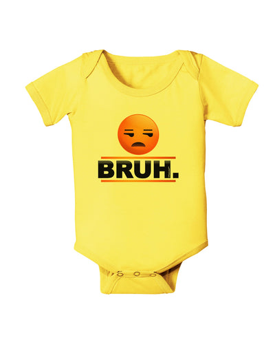 Bruh Emoji Baby Romper Bodysuit-Baby Romper-TooLoud-Yellow-06-Months-Davson Sales