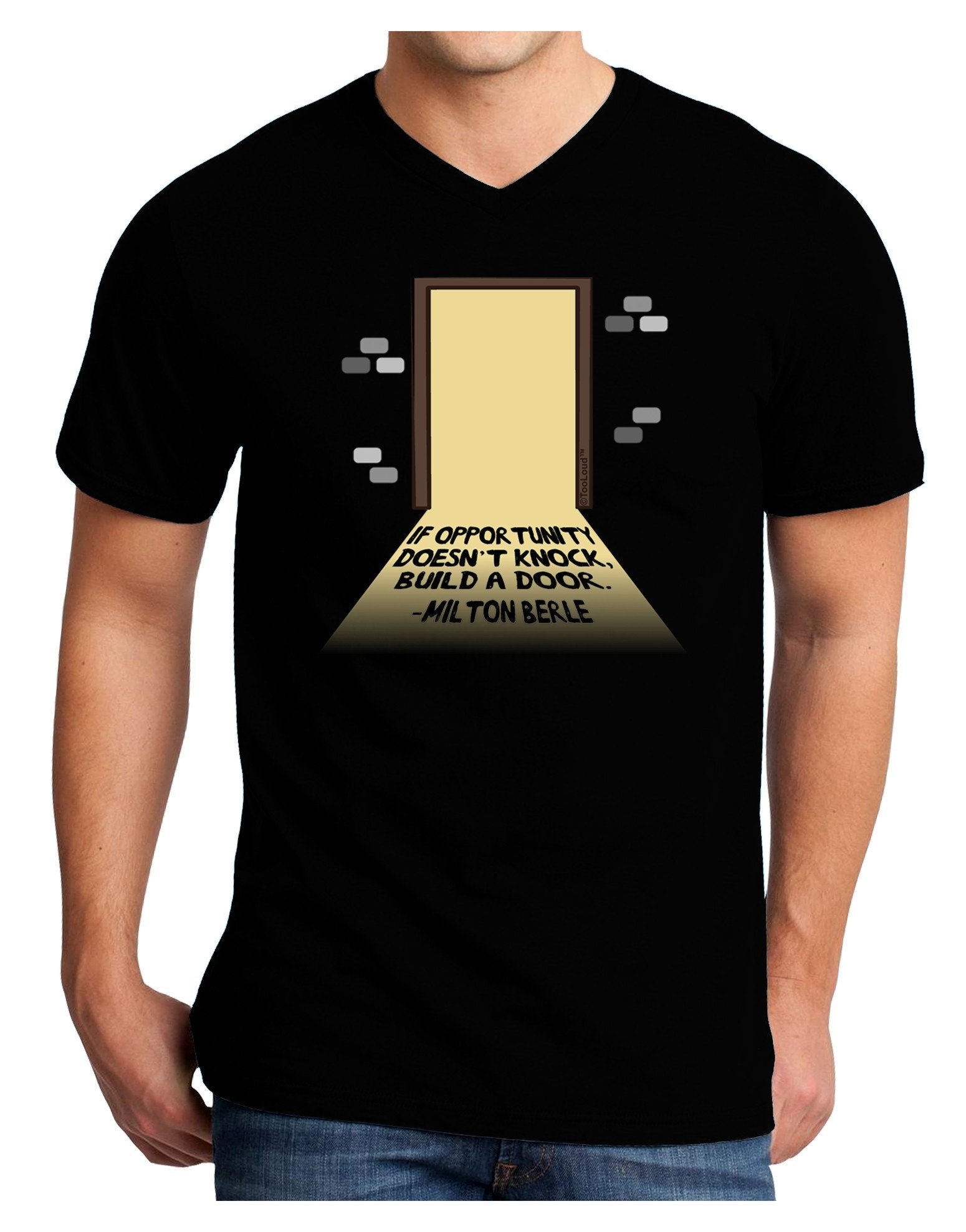 Build A Door Adult Dark V-Neck T-Shirt-Mens V-Neck T-Shirt-TooLoud-Black-XX-Large-Davson Sales