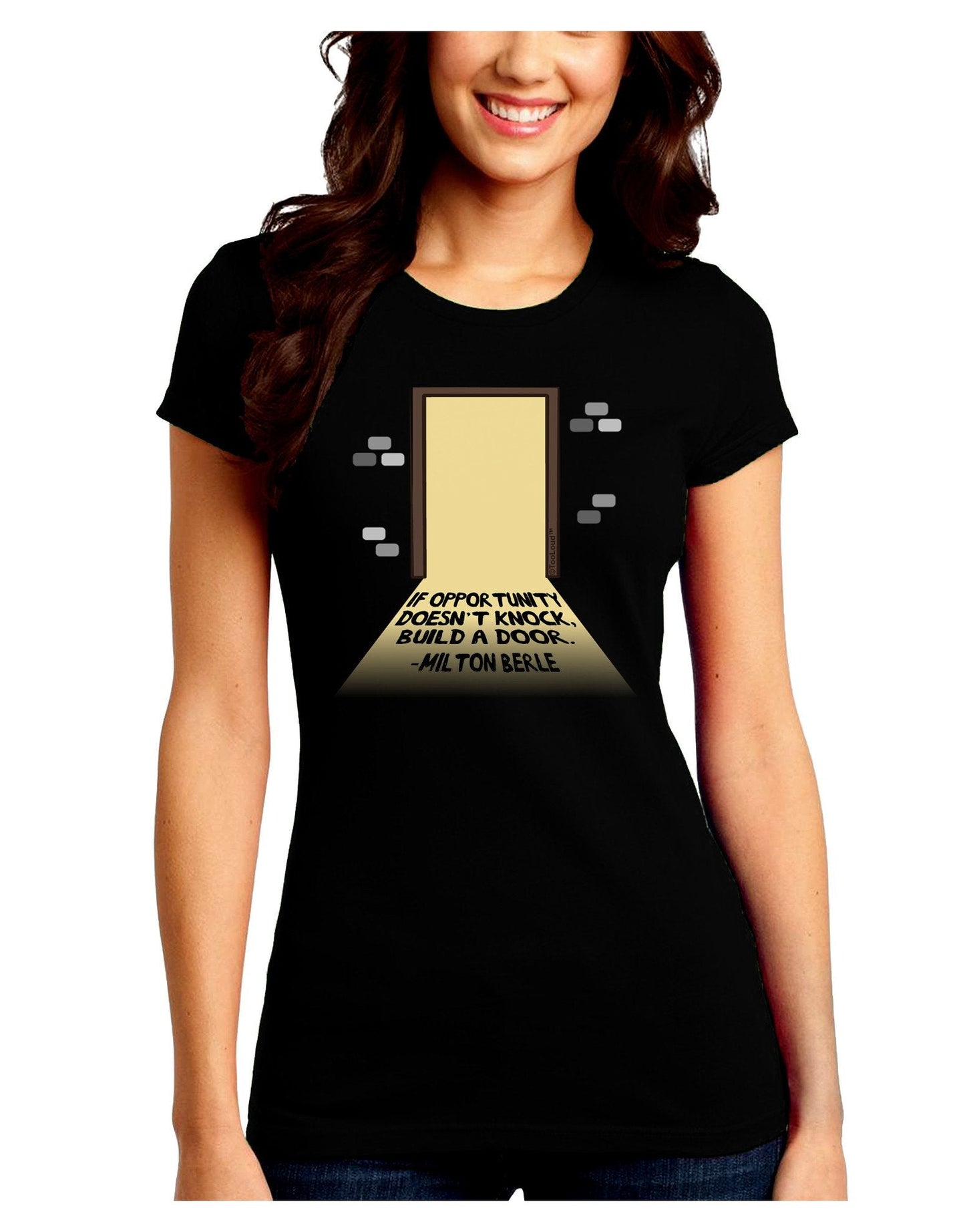 Build A Door Juniors Petite Crew Dark T-Shirt-T-Shirts Juniors Tops-TooLoud-Black-Juniors Fitted XX-Large-Davson Sales