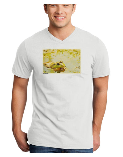 Bullfrog In Watercolor Adult V-Neck T-shirt by TooLoud-Mens V-Neck T-Shirt-TooLoud-White-Small-Davson Sales