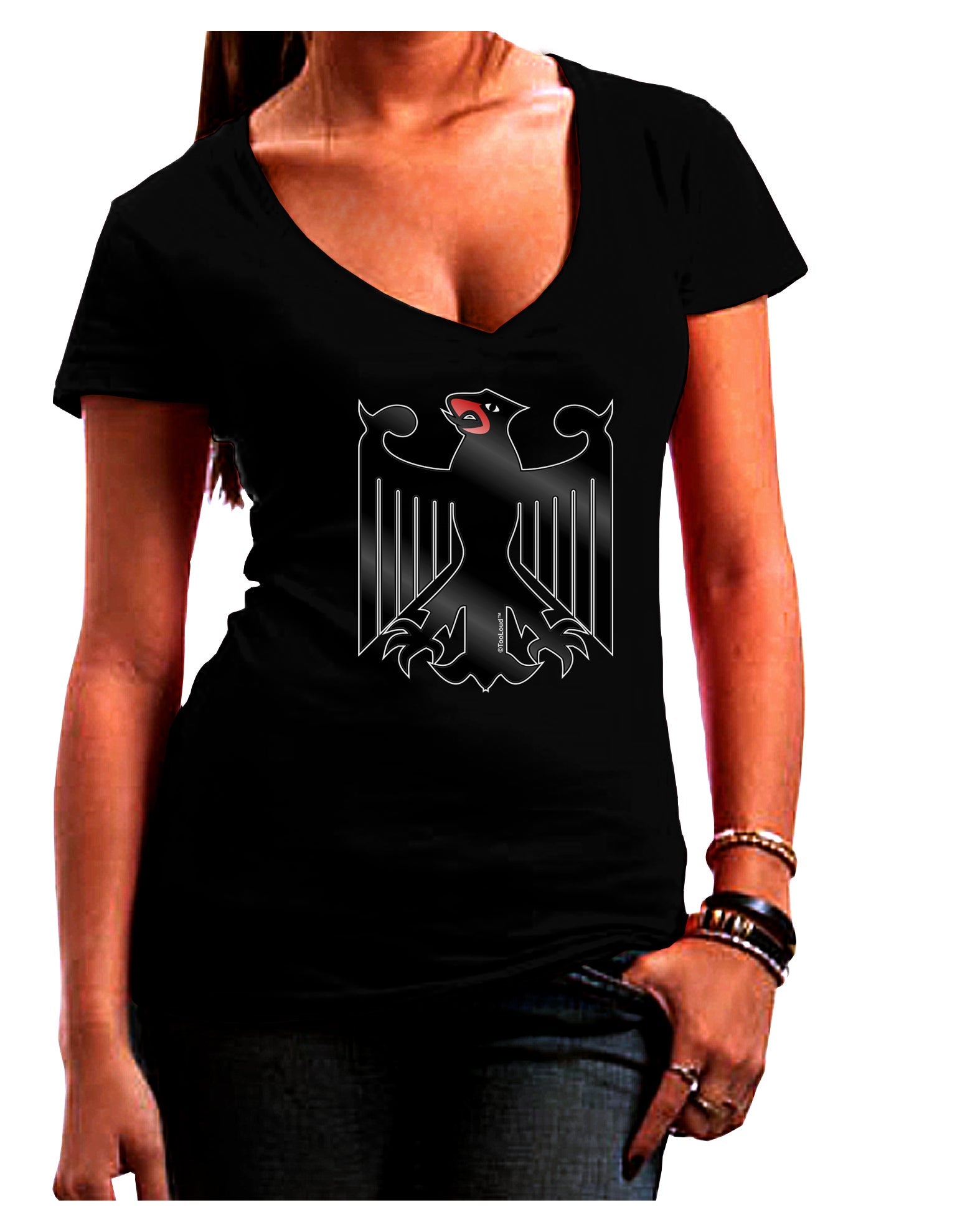 Bundeswehr Logo Womens V-Neck Dark T-Shirt-Womens V-Neck T-Shirts-TooLoud-Black-Juniors Fitted Small-Davson Sales