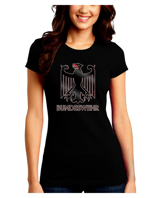 Bundeswehr Logo with Text Juniors Petite Crew Dark T-Shirt-T-Shirts Juniors Tops-TooLoud-Black-Juniors Fitted Small-Davson Sales