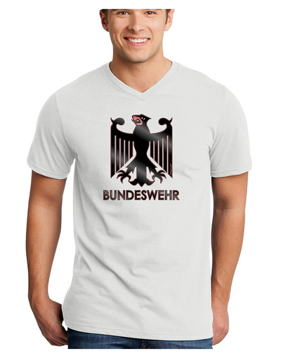 TOOLOUD Bundeswehr Logo with Text Adult V-Neck Fitted Short Sleeve Tee