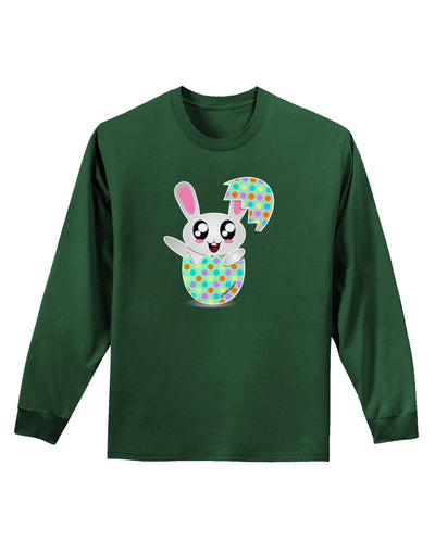 Bunny Hatching From Egg Adult Long Sleeve Dark T-Shirt-TooLoud-Dark-Green-Small-Davson Sales