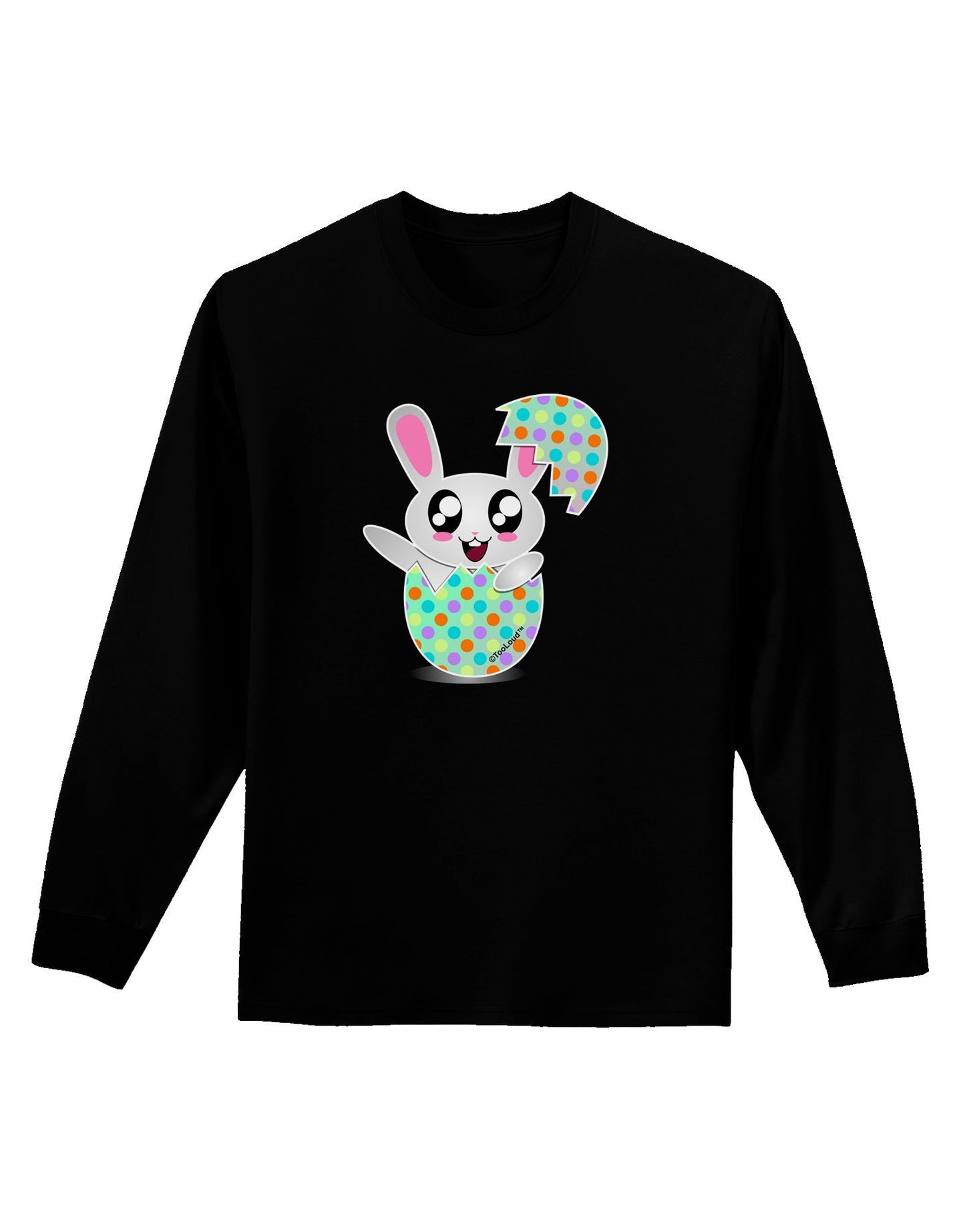 Bunny Hatching From Egg Adult Long Sleeve Dark T-Shirt-TooLoud-Black-Small-Davson Sales
