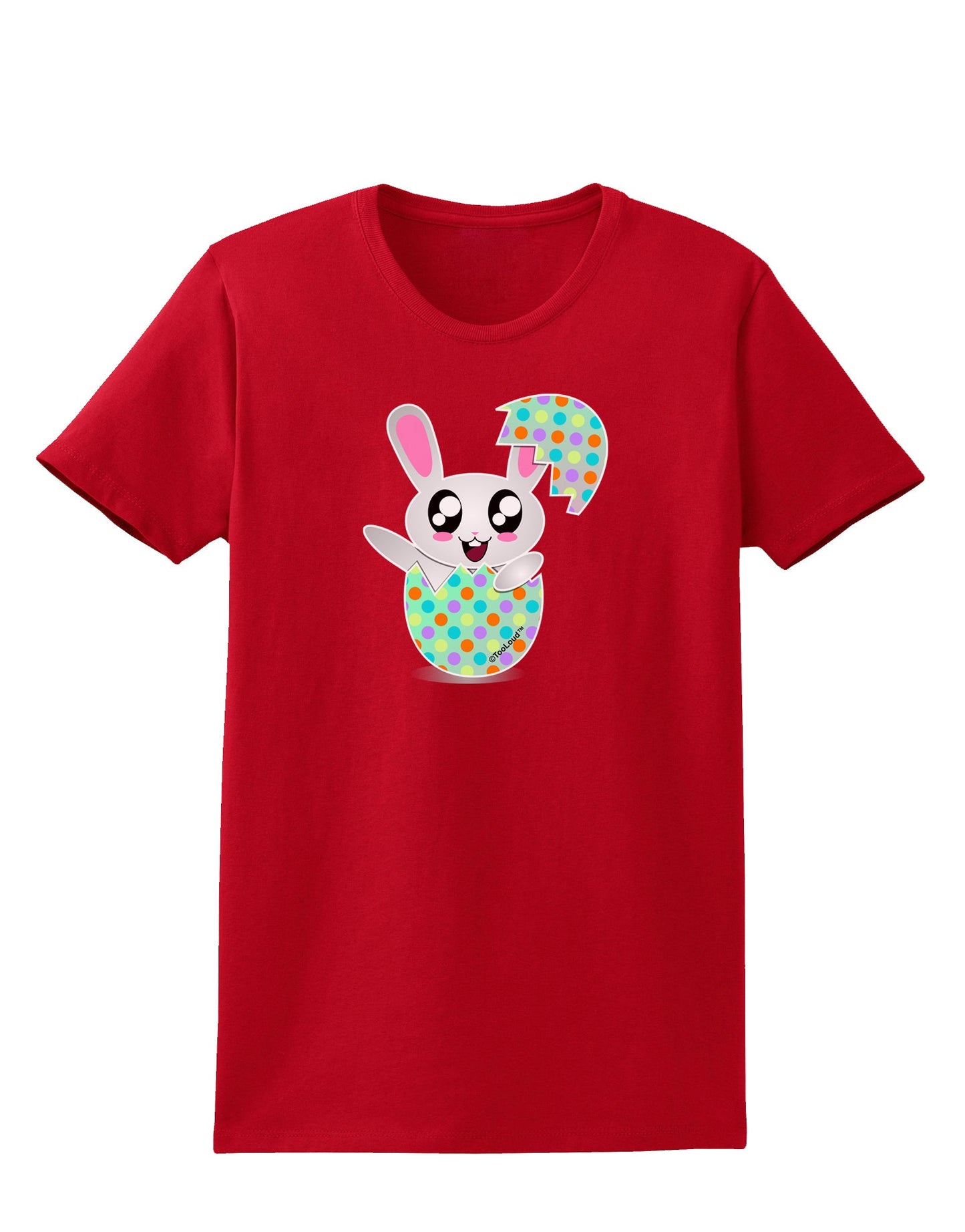 Bunny Hatching From Egg Womens Dark T-Shirt-TooLoud-Red-X-Small-Davson Sales