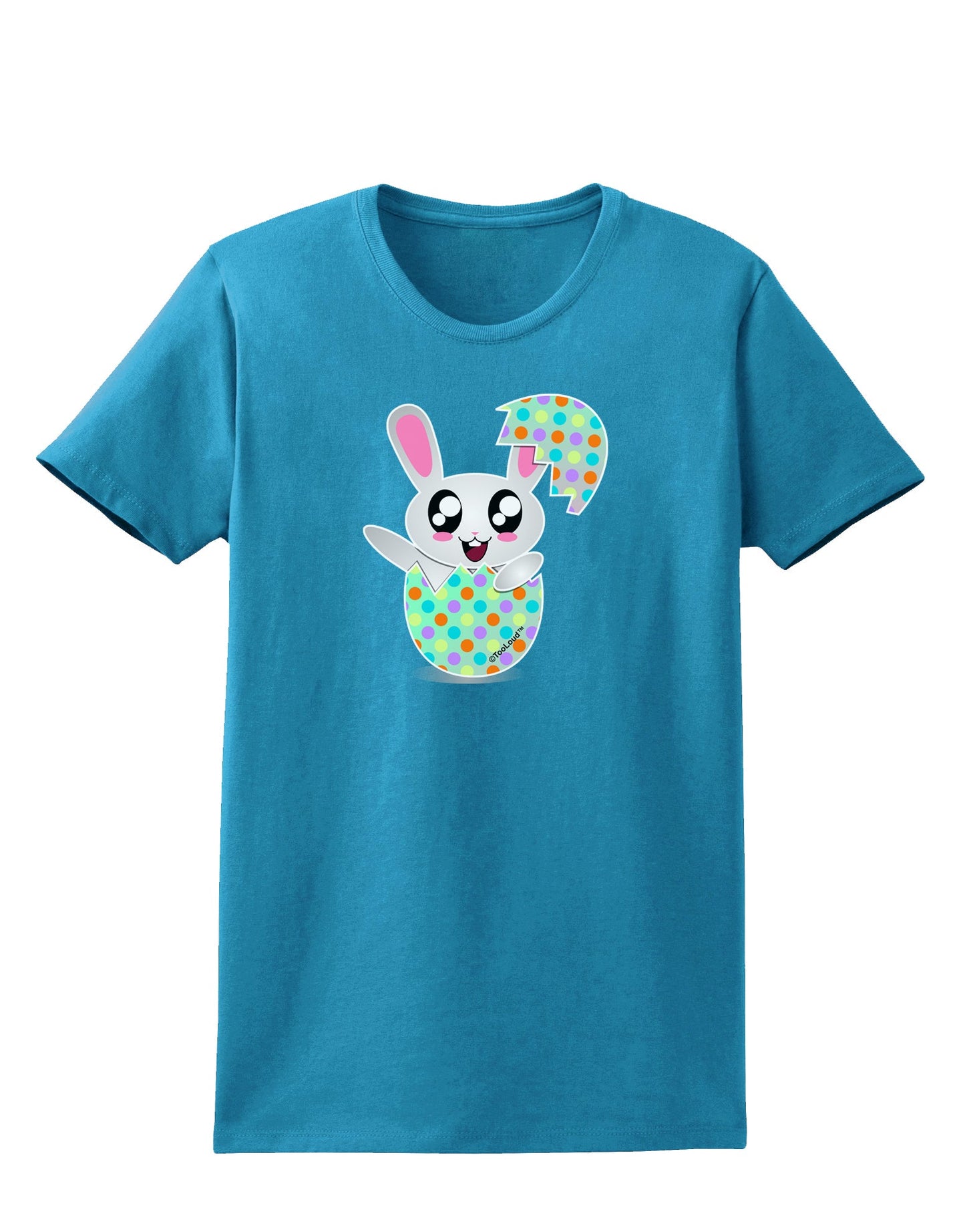 Bunny Hatching From Egg Womens Dark T-Shirt-TooLoud-Turquoise-X-Small-Davson Sales