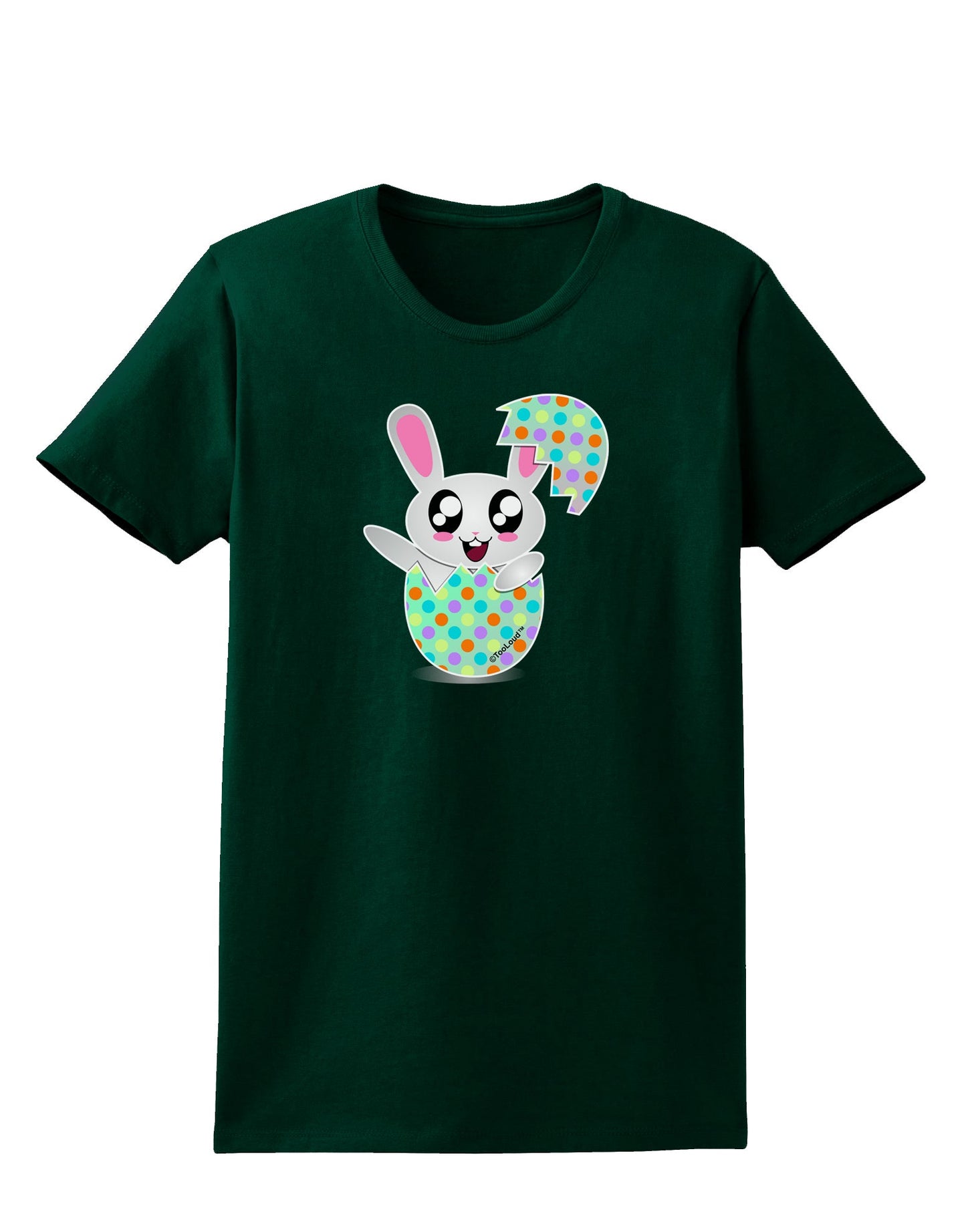 Bunny Hatching From Egg Womens Dark T-Shirt-TooLoud-Forest-Green-Small-Davson Sales