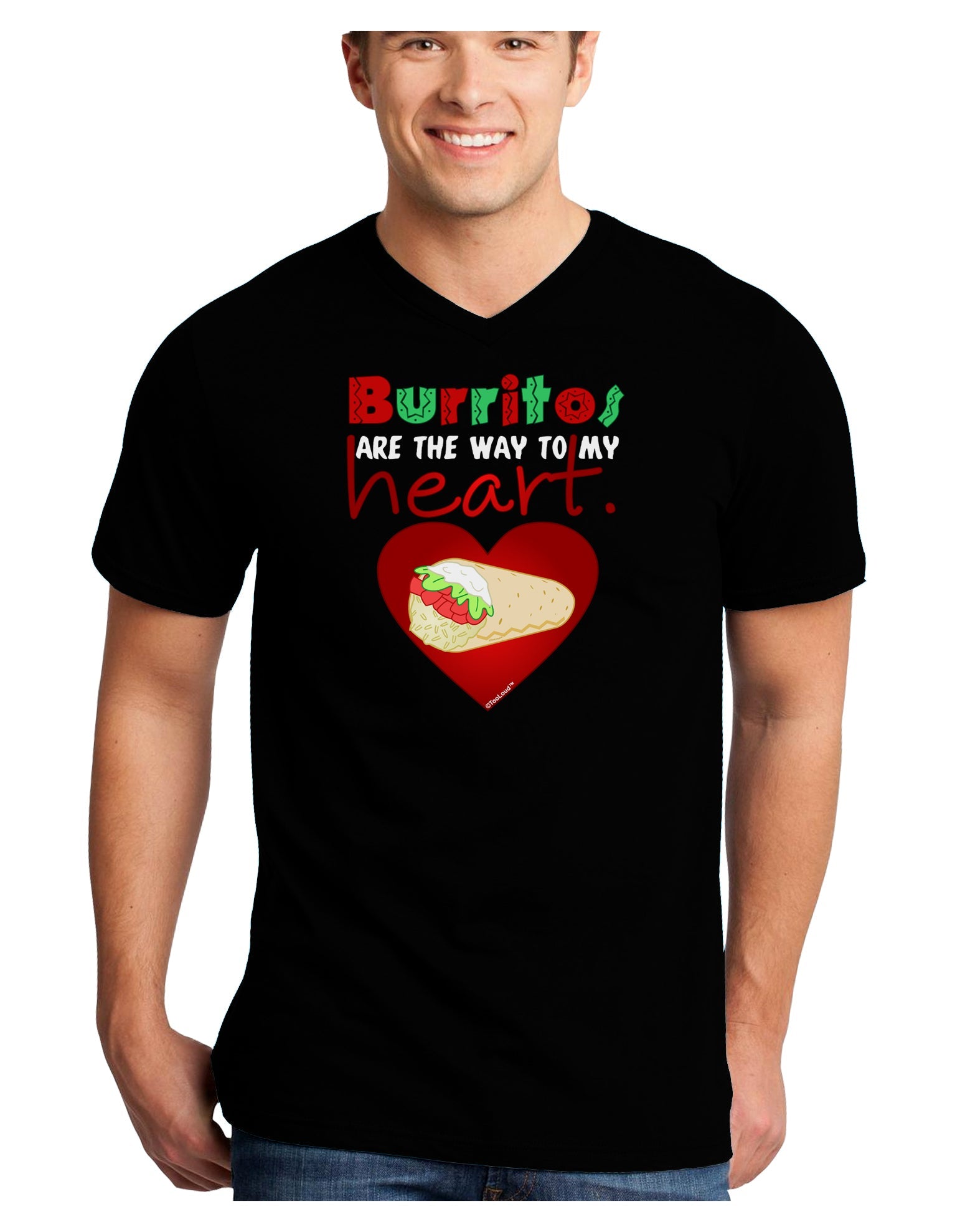 Burritos Are the Way To My Heart Adult Dark V-Neck T-Shirt-TooLoud-Black-Small-Davson Sales