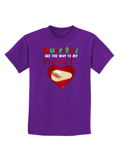 Burritos Are the Way To My Heart Childrens Dark T-Shirt-Childrens T-Shirt-TooLoud-Purple-X-Small-Davson Sales