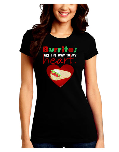 Burritos Are the Way To My Heart Juniors Petite Crew Dark T-Shirt-T-Shirts Juniors Tops-TooLoud-Black-Juniors Fitted Small-Davson Sales