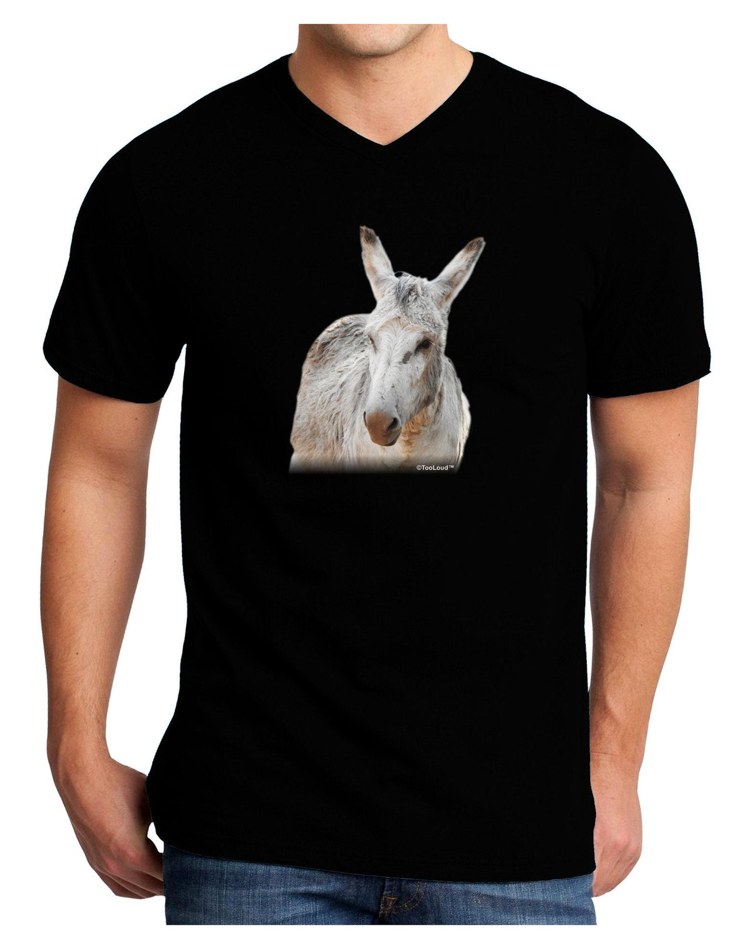 Burro Cutout Adult Dark V-Neck T-Shirt-Mens V-Neck T-Shirt-TooLoud-Black-XX-Large-Davson Sales