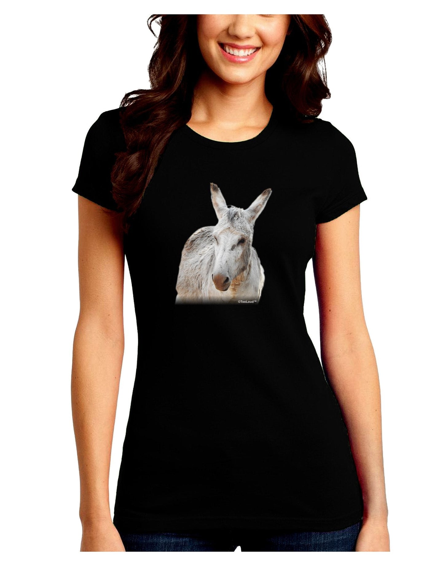Burro Cutout Juniors Petite Crew Dark T-Shirt-T-Shirts Juniors Tops-TooLoud-Black-Juniors Fitted XX-Large-Davson Sales