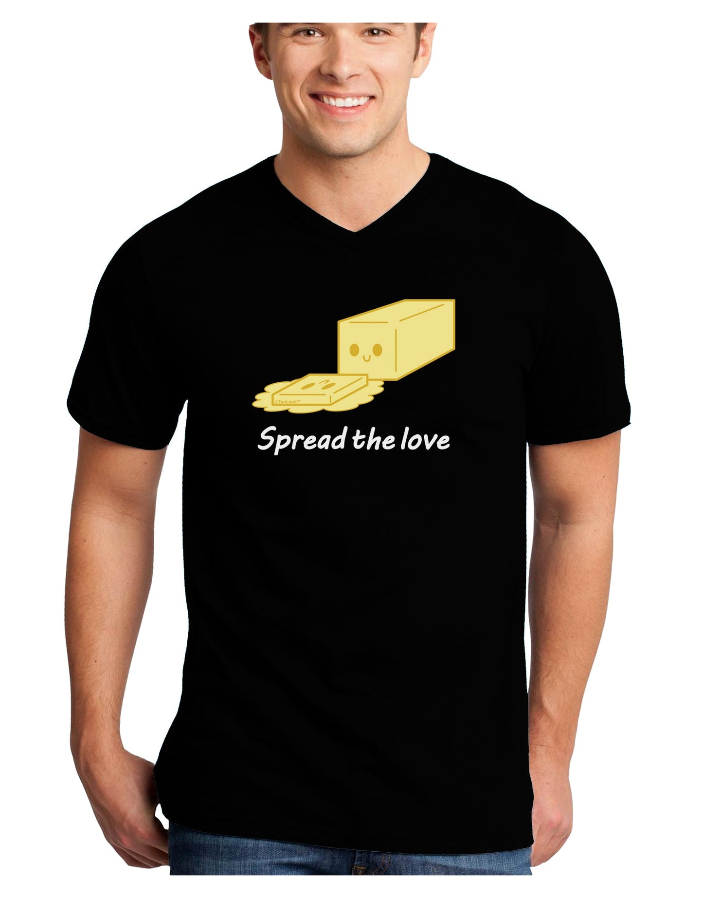 Butter - Spread the Love Adult Dark V-Neck T-Shirt-Mens V-Neck T-Shirt-TooLoud-Black-Small-Davson Sales
