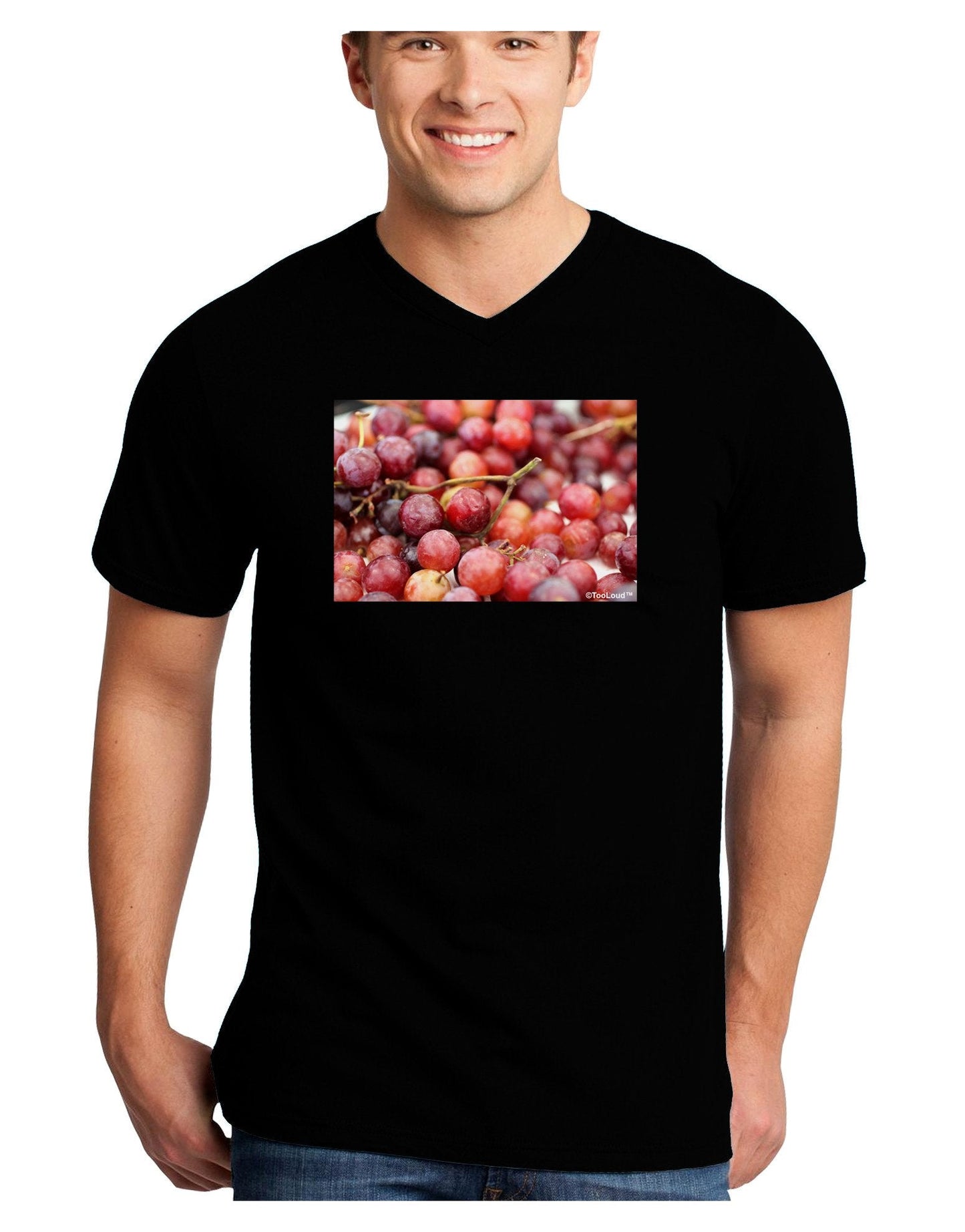 Buy Local - Grapes Adult Dark V-Neck T-Shirt-TooLoud-Black-XX-Large-Davson Sales