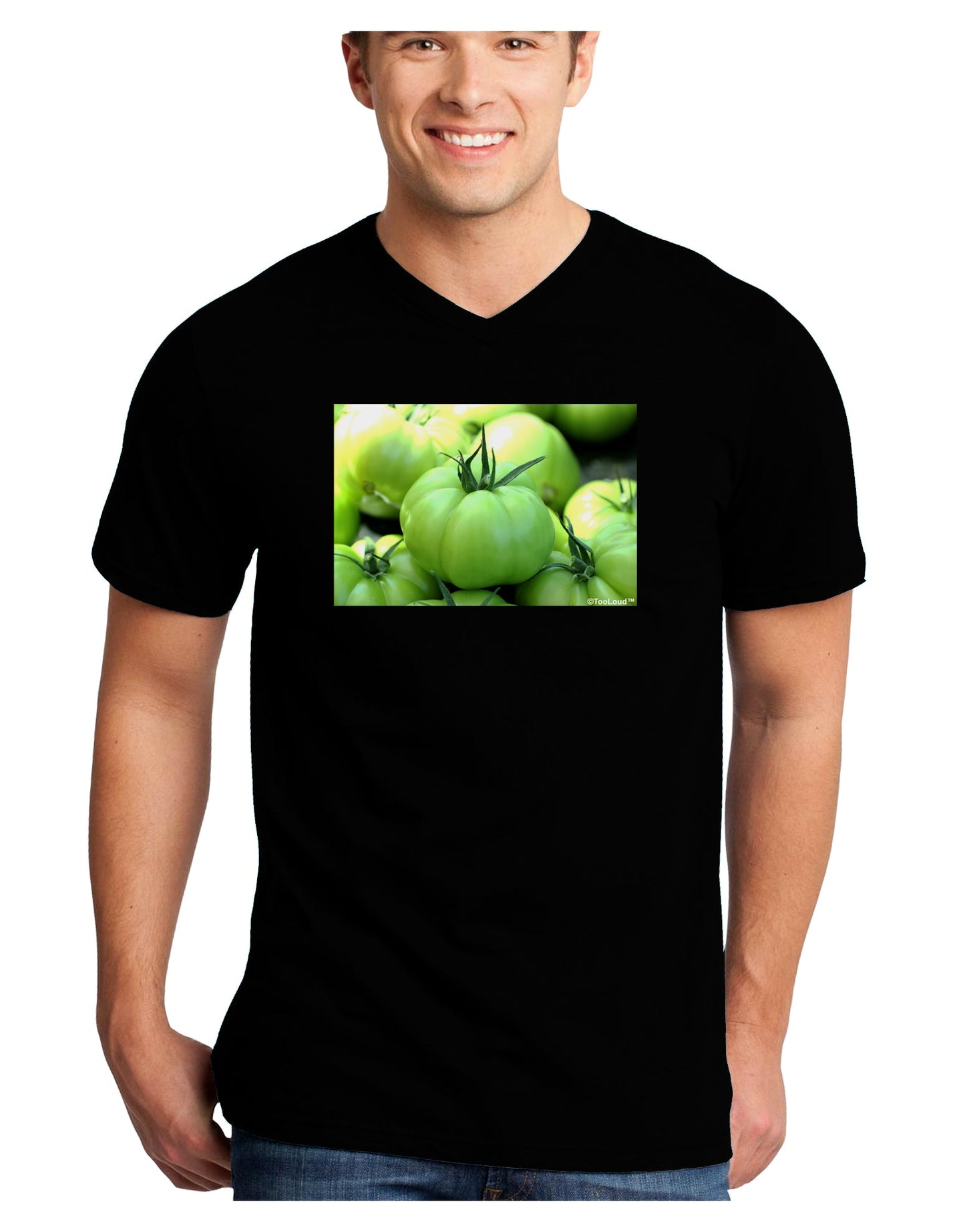 Buy Local - Green Tomatoes Adult Dark V-Neck T-Shirt-TooLoud-Black-Small-Davson Sales