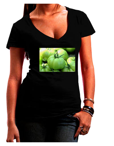 Buy Local - Green Tomatoes Juniors V-Neck Dark T-Shirt-Womens V-Neck T-Shirts-TooLoud-Black-Juniors Fitted Small-Davson Sales