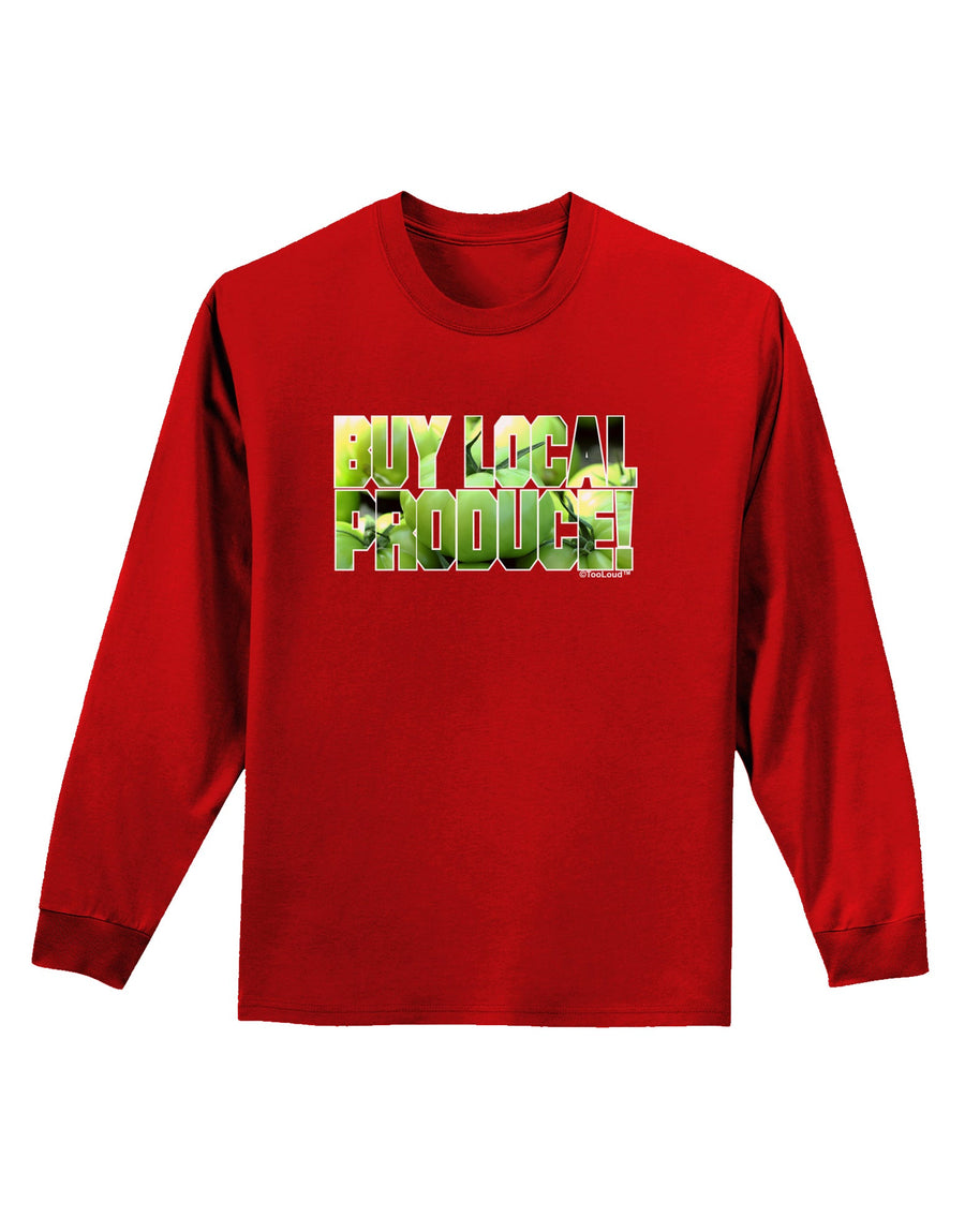 Buy Local - Green Tomatoes Text Adult Long Sleeve Dark T-Shirt-TooLoud-Black-Small-Davson Sales