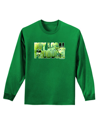 Buy Local - Green Tomatoes Text Adult Long Sleeve Dark T-Shirt-TooLoud-Kelly-Green-Small-Davson Sales