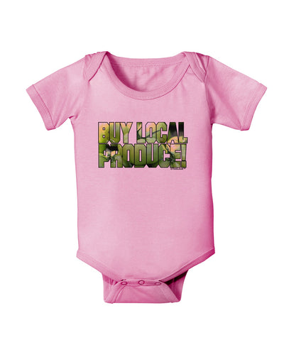 Buy Local - Green Tomatoes Text Baby Romper Bodysuit-Baby Romper-TooLoud-Pink-06-Months-Davson Sales