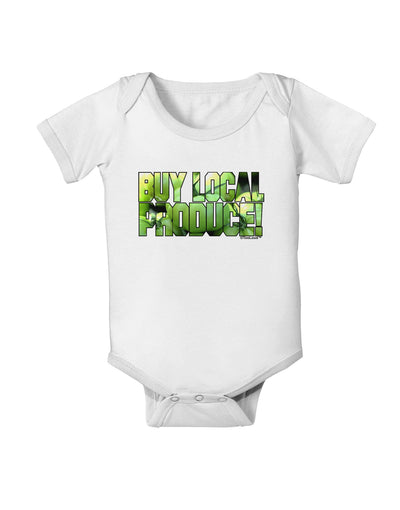 Buy Local - Green Tomatoes Text Baby Romper Bodysuit-Baby Romper-TooLoud-White-06-Months-Davson Sales