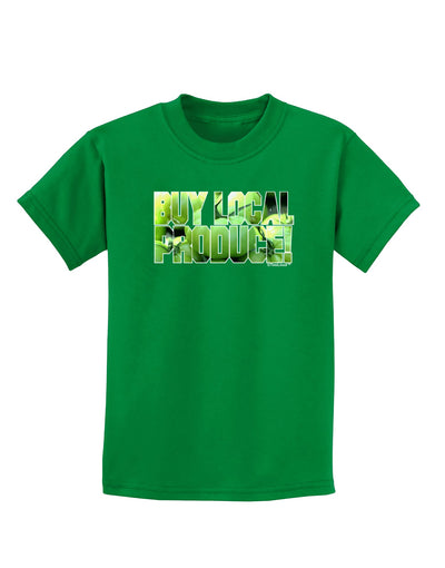 Buy Local - Green Tomatoes Text Childrens Dark T-Shirt-Childrens T-Shirt-TooLoud-Kelly-Green-X-Small-Davson Sales