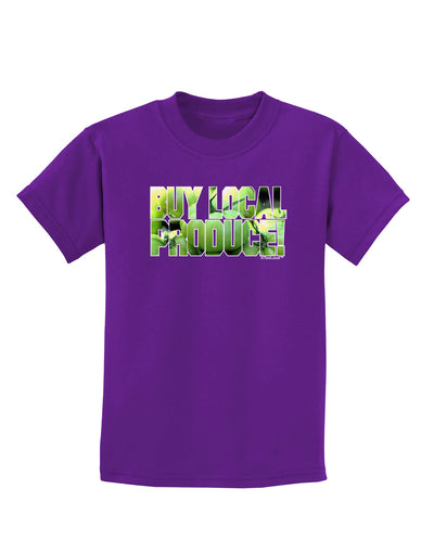 Buy Local - Green Tomatoes Text Childrens Dark T-Shirt-Childrens T-Shirt-TooLoud-Purple-X-Small-Davson Sales