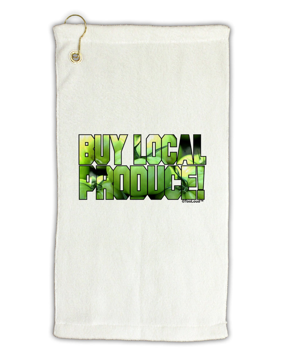 Buy Local - Green Tomatoes Text Micro Terry Gromet Golf Towel 11&#x22;x19-Golf Towel-TooLoud-White-Davson Sales