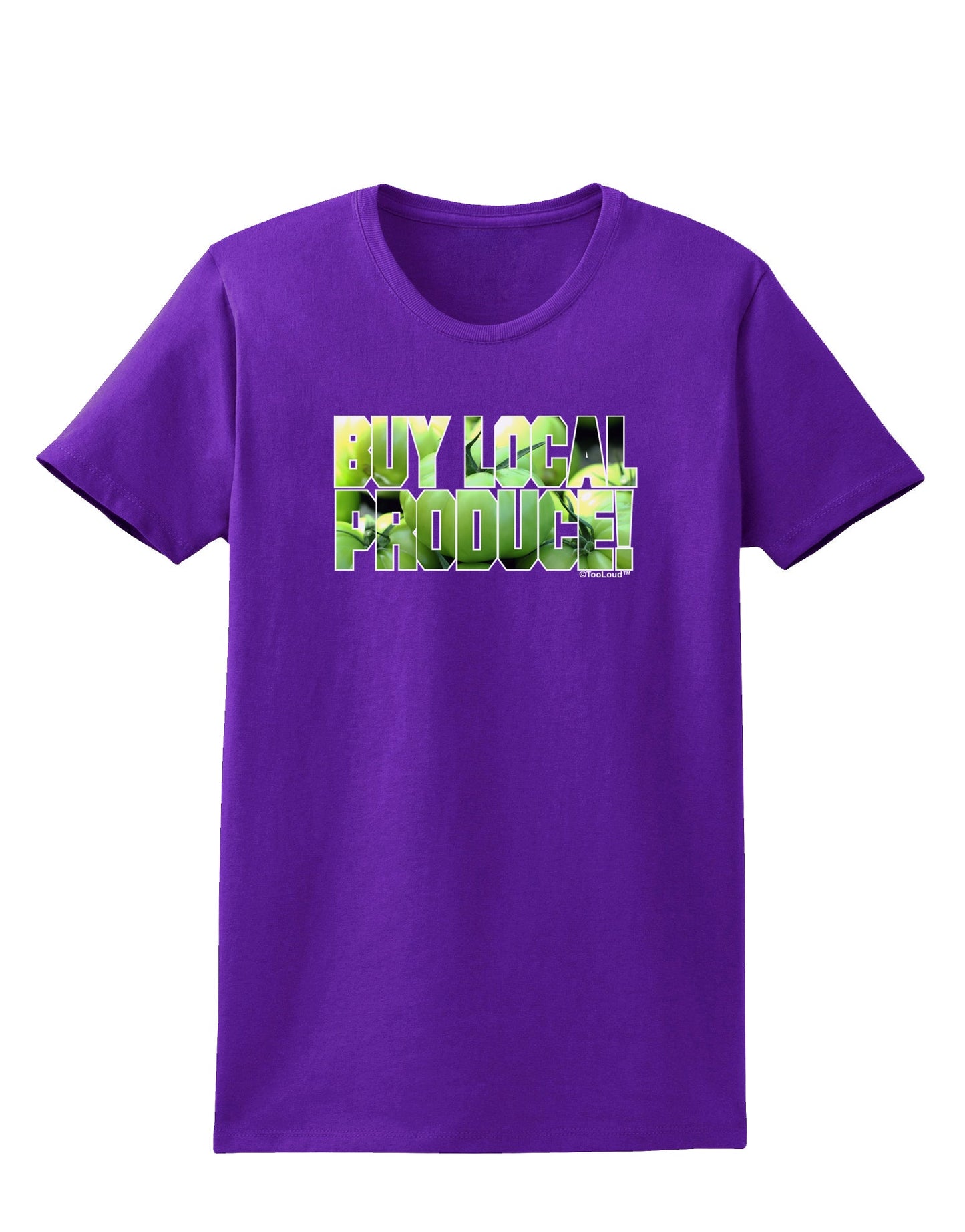 Buy Local - Green Tomatoes Text Womens Dark T-Shirt-TooLoud-Purple-X-Small-Davson Sales